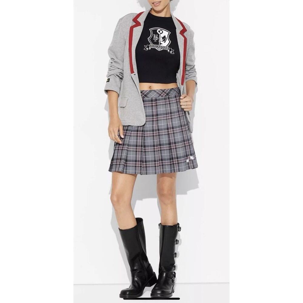 Beetlejuice Astrid Gray Plaid Uniform Skort Pleated Women L NWT